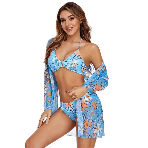biquini da moda azul claro estampado Brigitti