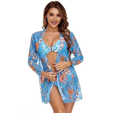 biquini da moda azul claro estampado Brigitti