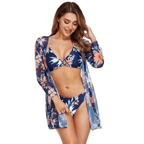 biquini da moda azul marinho estampado Brigitti