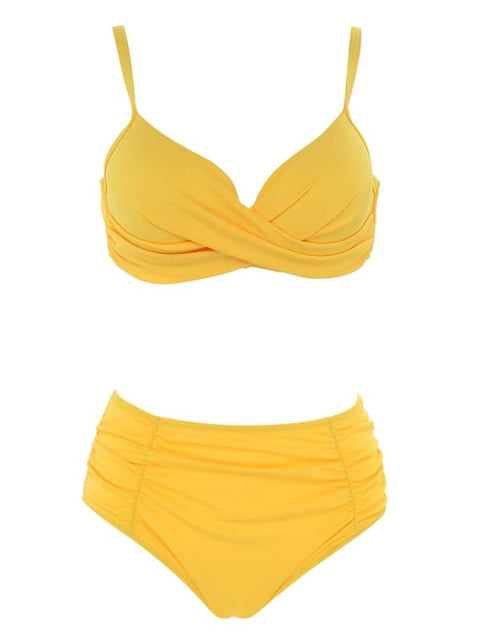Biquíni Feminino Plus Size Com Brilho Amarelo / Xl