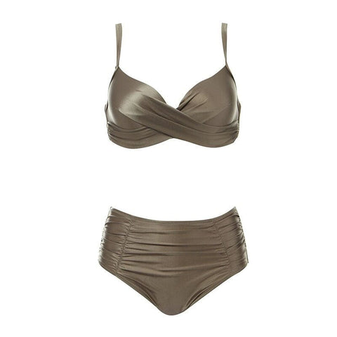 Biquíni Feminino Plus Size Com Brilho Marrom / Xl