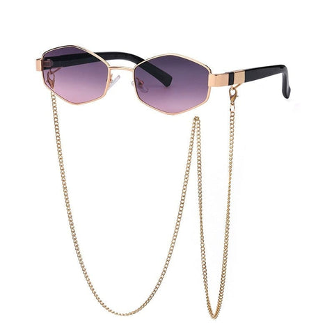 Óculos Vintage Feminino Hexagonal Roxo Com Dourado Óculos De Sol 08
